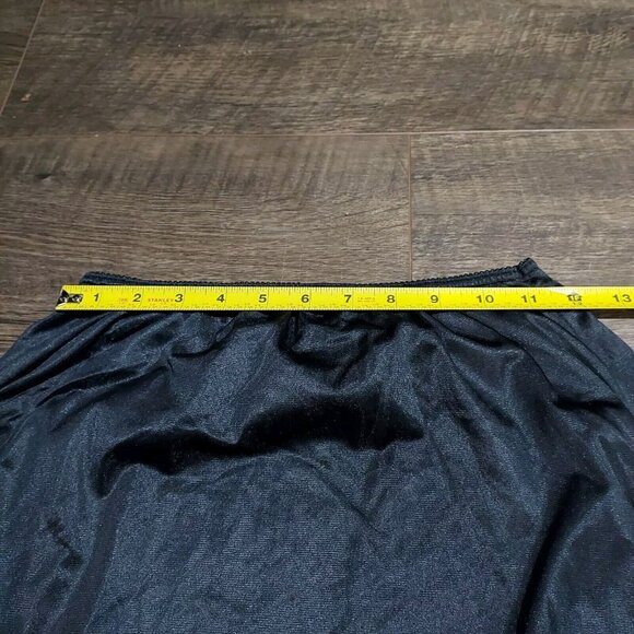 Half Dress Slip Vintage Made in USA Black Nylon Silky Shiny Lace On Bottom - Picture 5 of 9